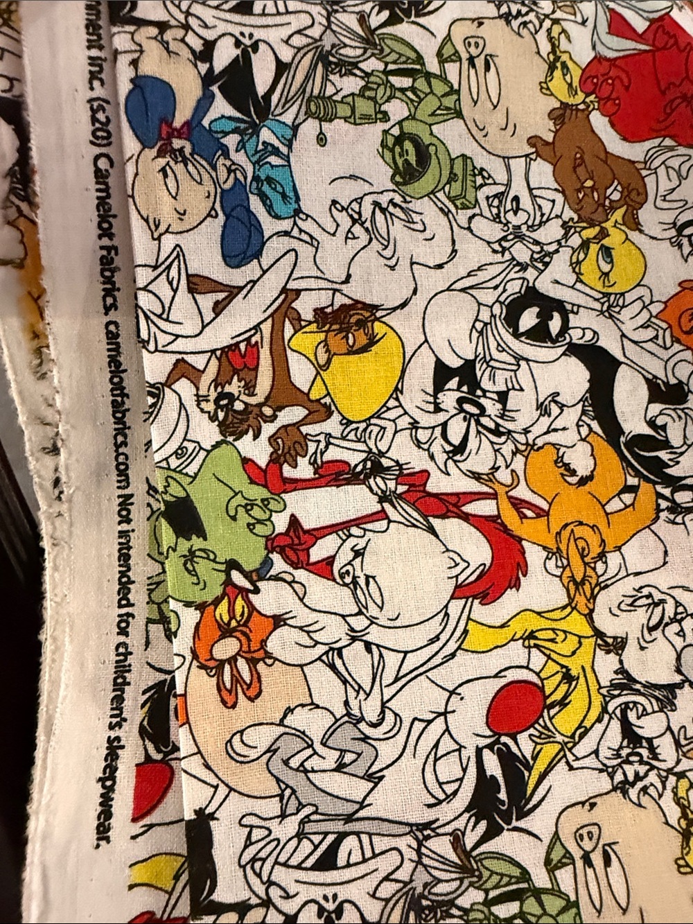 Looney Tunes Character Print Fabric - Multi Color